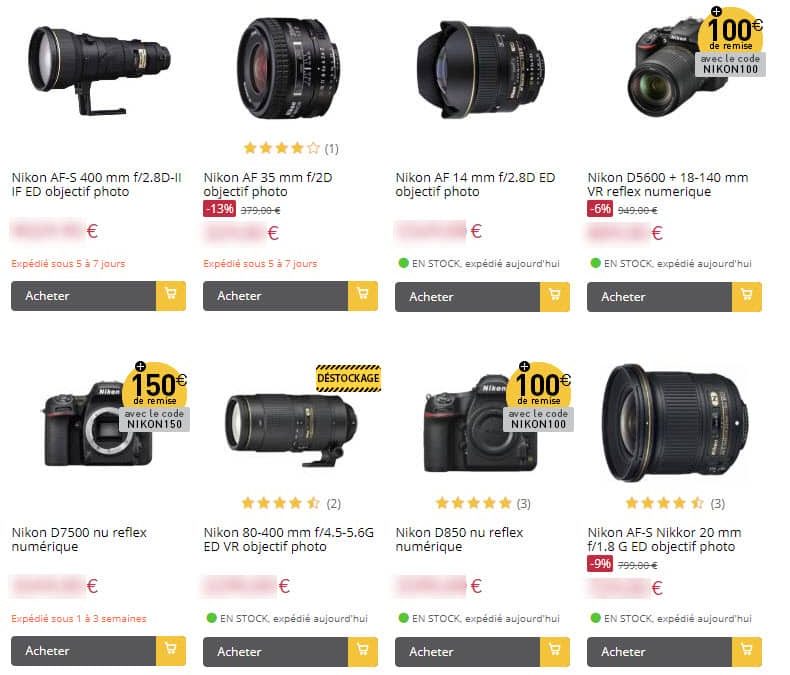Promotions Nikon chez Miss Numerique