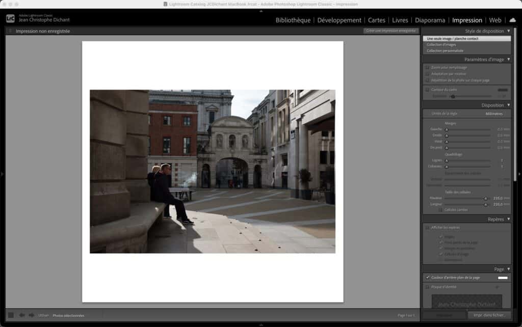Comment ajouter une bordure dans Lightroom Classic : module d'impression