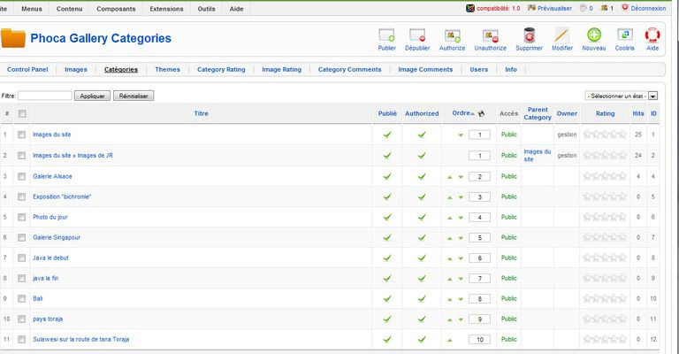 administration d'un site photo sous Joomla