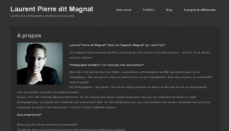 utiliser WordPress pour faire une page d'accueil de photoblog