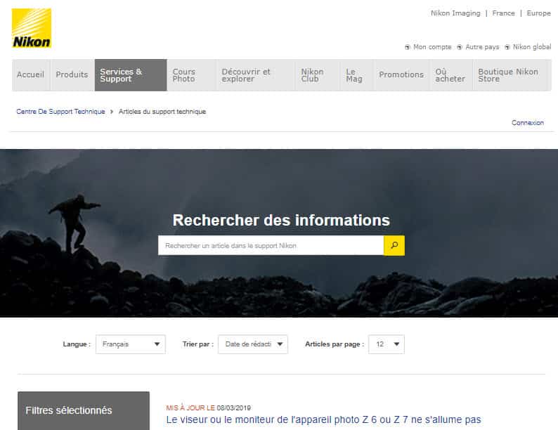 Nikon support technique, assistance, SAV, téléchargements