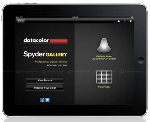 écran de calibration de l'application Datacolor SpyderGallery pour iPad