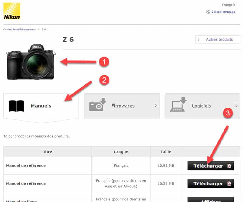 Comment télécharger un mode d'emploi Nikon ?