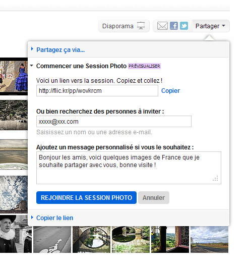 Flickr Photo Session, partagez vos images en privé et échangez en direct