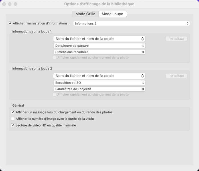 Comment régler les options d'affichage de Lightroom Classic
