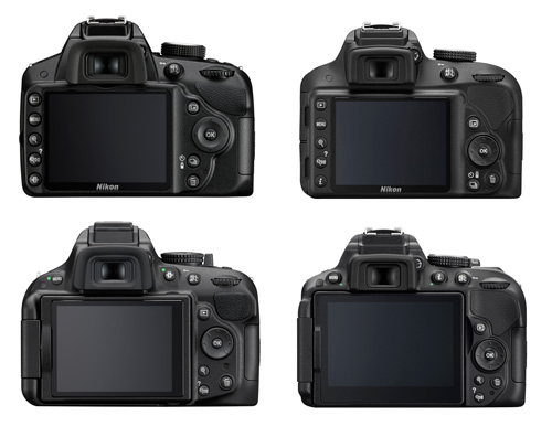 Nikon D3200 - D3300 - D5200 - D5300 : comparaison face arrière