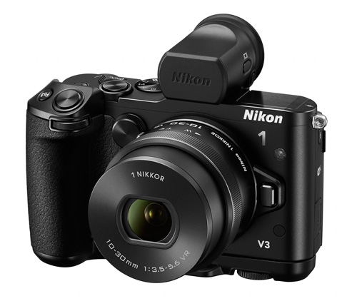 Nikon 1 V3 : 18.4Mp, écran inclinable tactile, wifi et flash intégrés et ergonomie revue