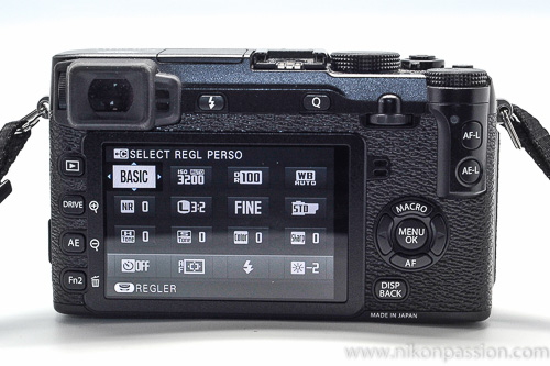 Test Fuji X-E2 ecran arrière et quick menu