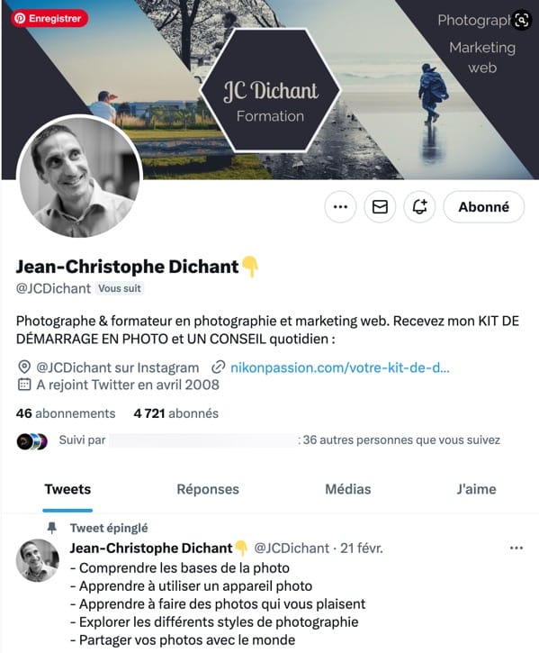 Réseaux sociaux pour les photographes - Twitter pour les photographes - JCDichant