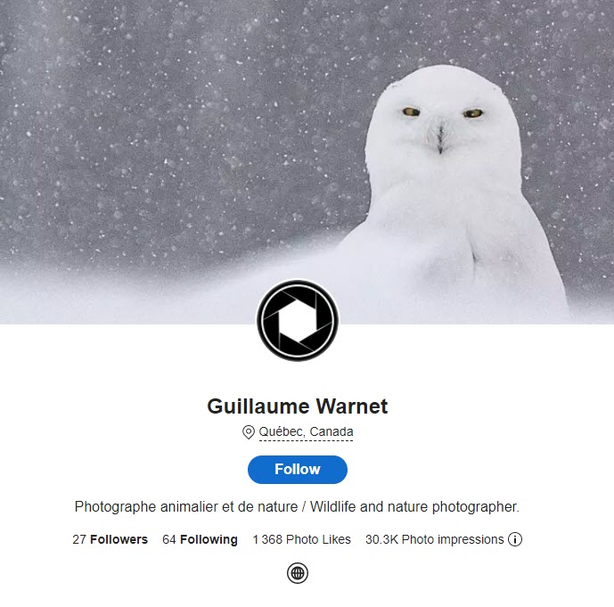 Guillaume Warnet photographe animalier