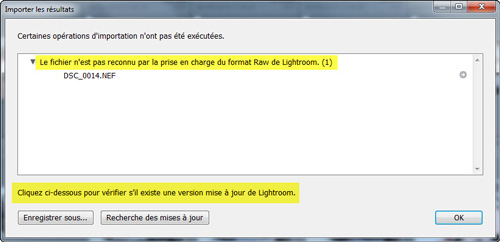 Fichier RAW non reconnu par Lightroom
