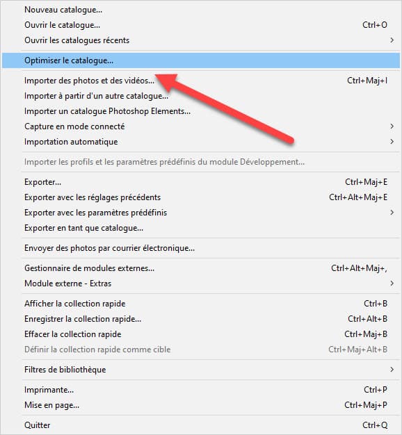 Comment optimiser le catalogue Lightroom