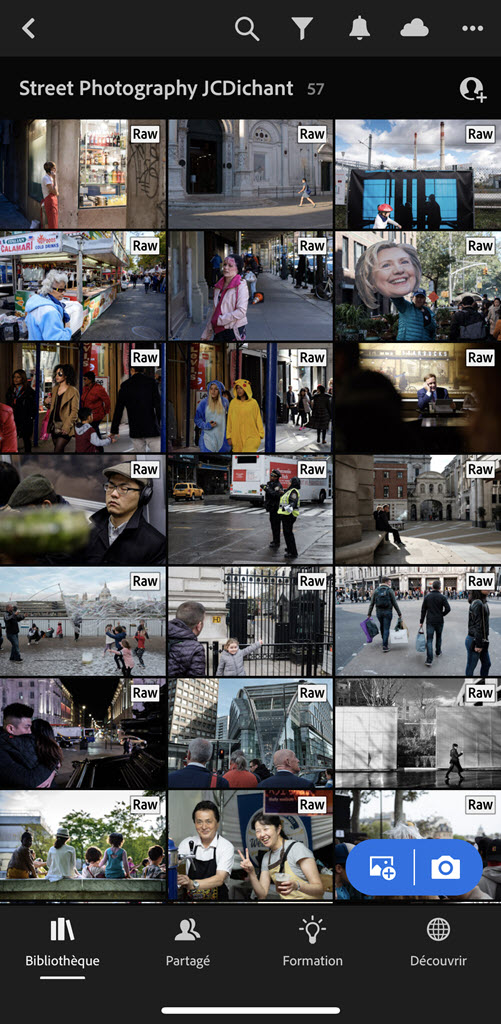 l'application Lightroom pour smartphones