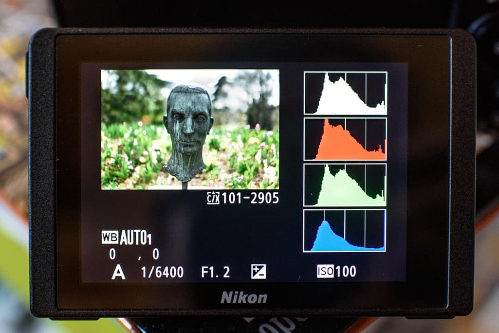 L'histogramme d'un appareil photo Nikon sur l'écran arrière - utiliser l'histogramme