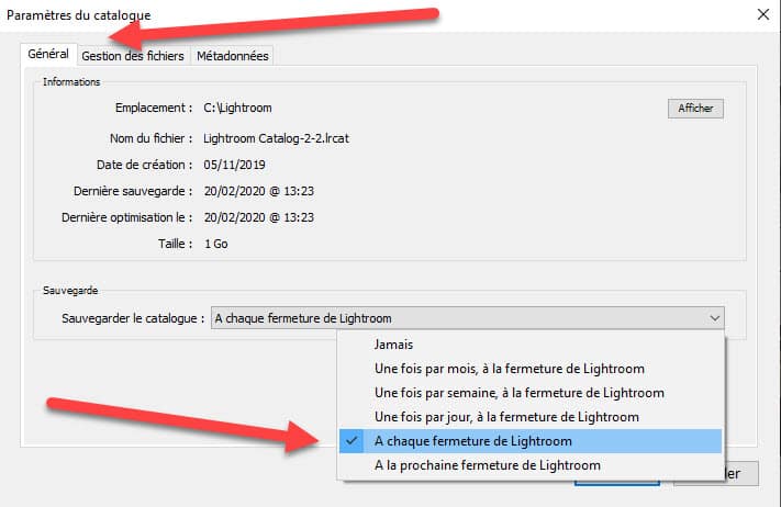 Quand sauvegarder le catalogue Lightroom