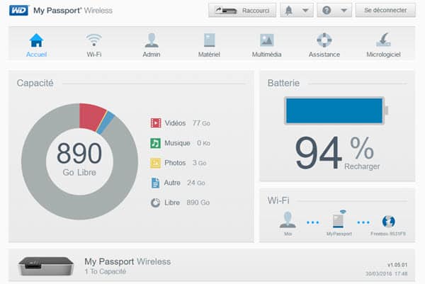 Test WD MyPassport Wireless, disque externe sans fil