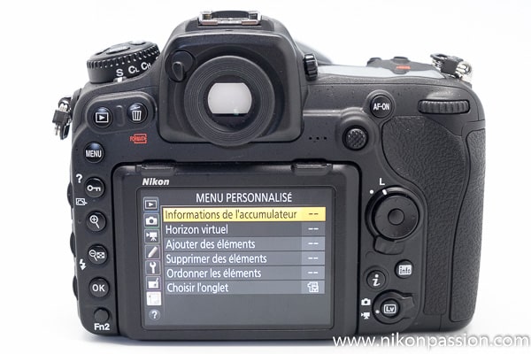 Test Nikon D500 écran arrière et menus