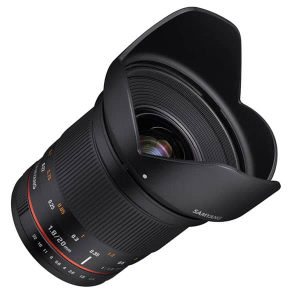 Samyang 20mm f/1.8 ED AS UMC pour Nikon, Canon, Pentax, Sony,
