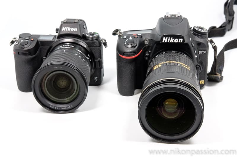 Test du Nikon Z7 : comparaison de taille entre Nikon Z7 et Nikon D750