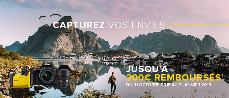 Remises Nikon et cashback 2018 : jusqu'à 300 euros remboursés sur une sélection de boîtiers et objectifs