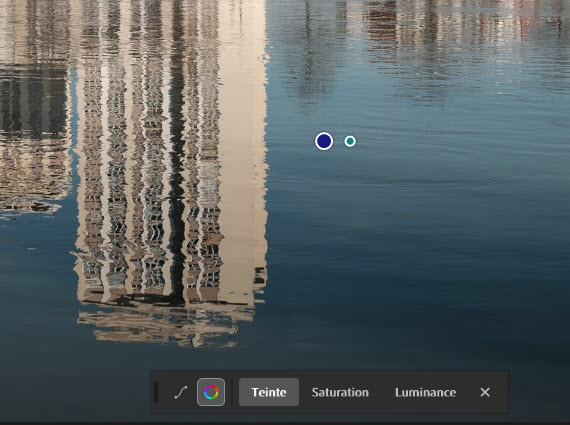 Affichage de la cible avec l'outil couleur de Lightroom CC 2.2