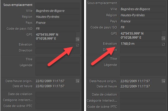 Lightroom Classic CC 8.2 affichage altitude