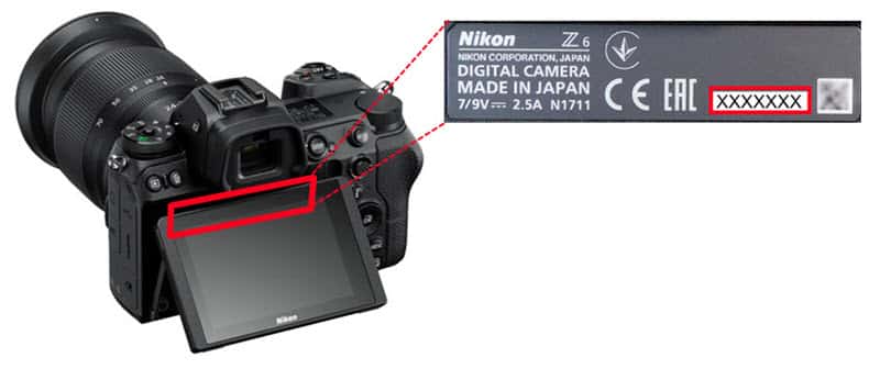 comment trouver le numéro de série du Nikon Z7 et Z6 - rappel pour défaut de système VR