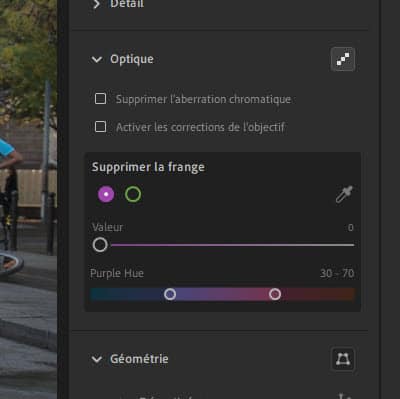 Lightroom Desktop suppression de la frange