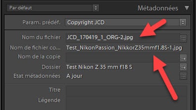 Mises à jour Lightroom Classic 8.3 et Lightroom 2.3 conservation du nom de fichier