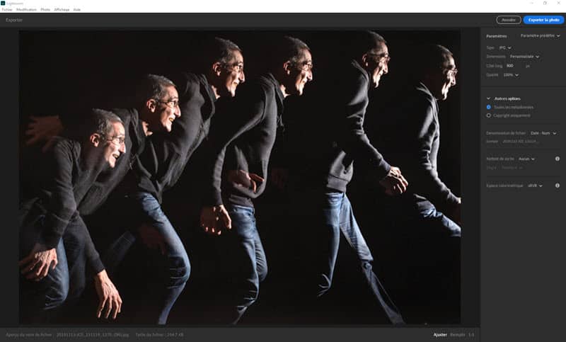 Lightroom menu exportation