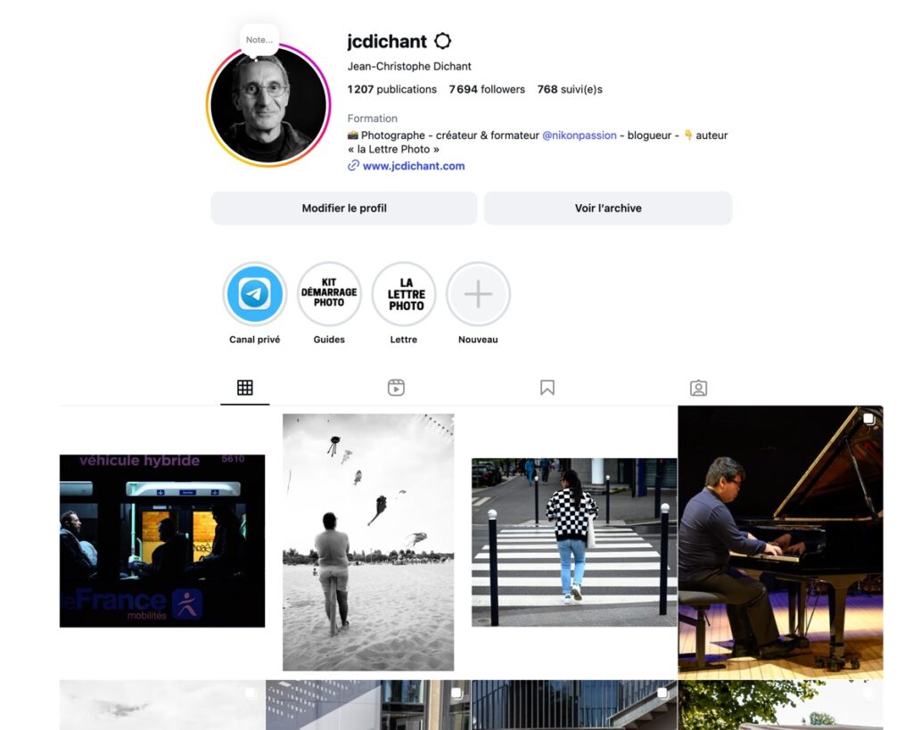 L'Instagram de Jean-Christophe DICHANT photographe pour l'article "Comment publier ses photos sur le web : le guide complet pour faire les bons choix – 1/8"