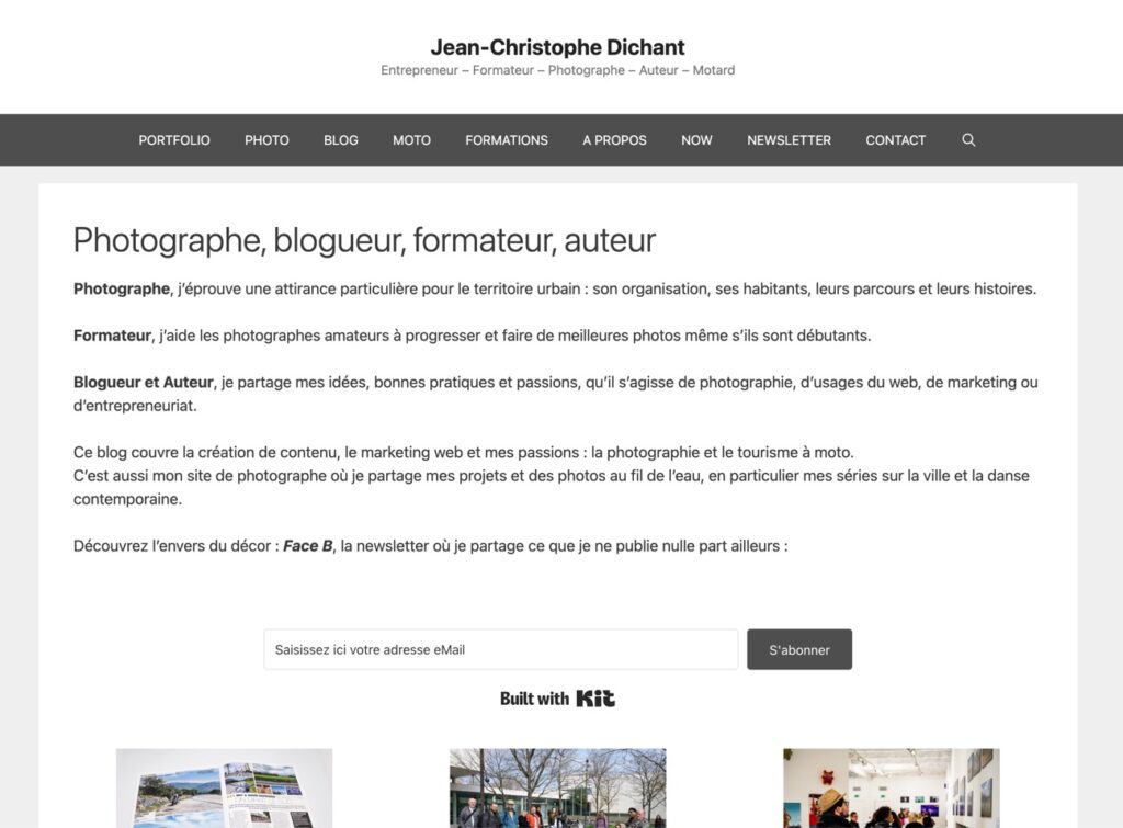 Site web de Jean-Christophe DICHANT photographe pour l'article "Comment publier ses photos sur le web : le guide complet pour faire les bons choix – 1/8"