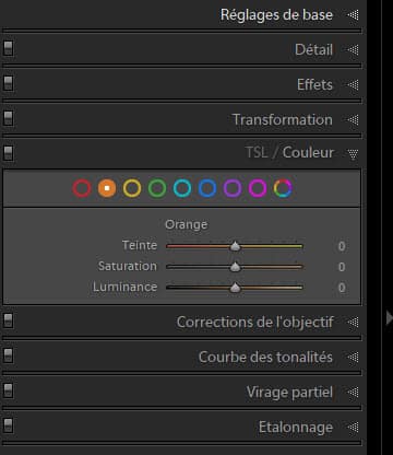 outil couleurs Lightroom 2020