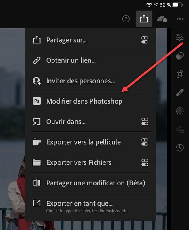 de Lightroom à Photoshop (iPad)