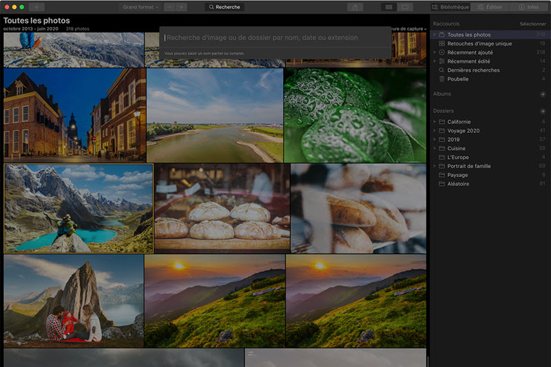 Luminar 4.3 : recherche de photos