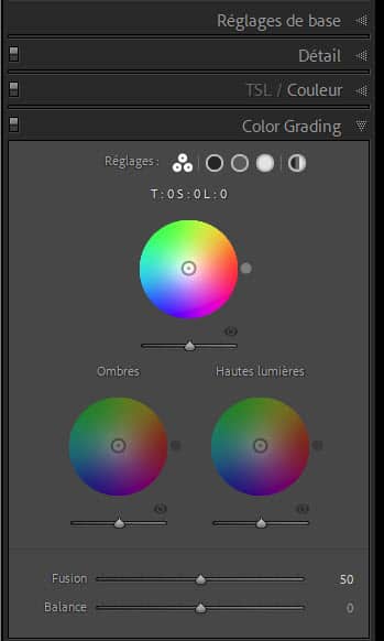 Lightroom Classic, outil Color Grading