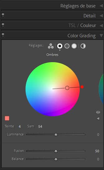 Lightroom Classic, outil Color Grading