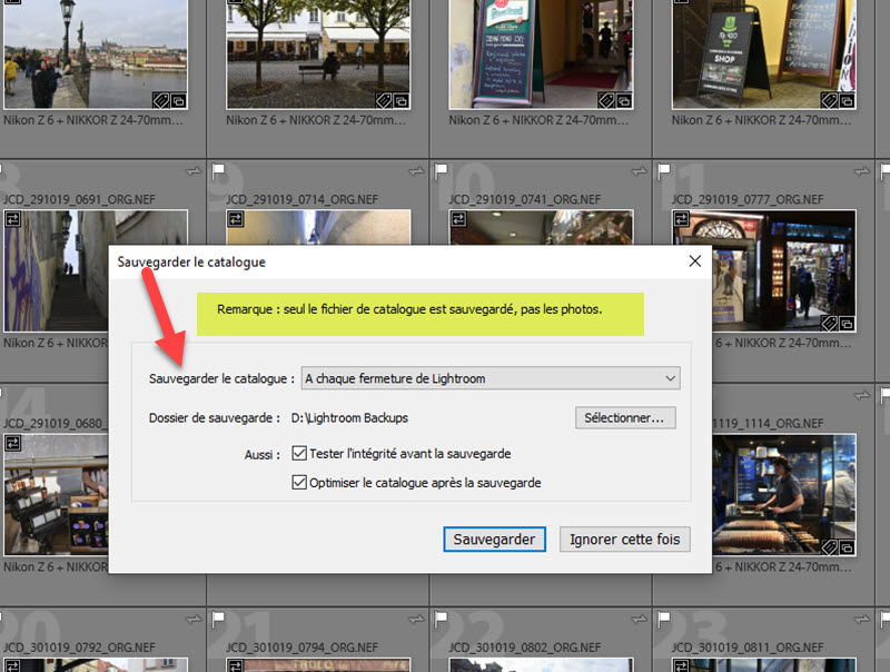 Comment sauvegarder le catalogue Lightroom Classic
