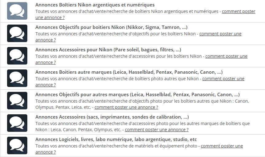 Annonces photo Nikon Passion toutes marques