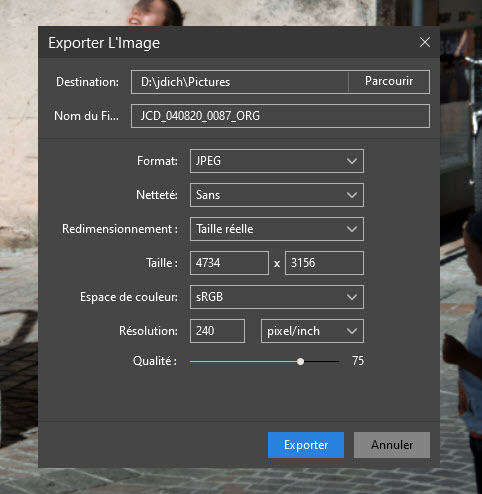 Luminar AI  : Module Export