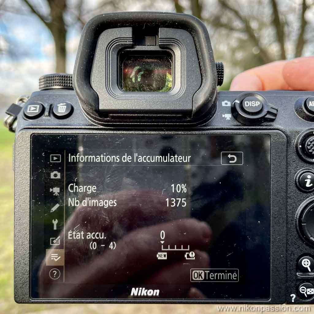 Nikon Z 6II autonomie batterie