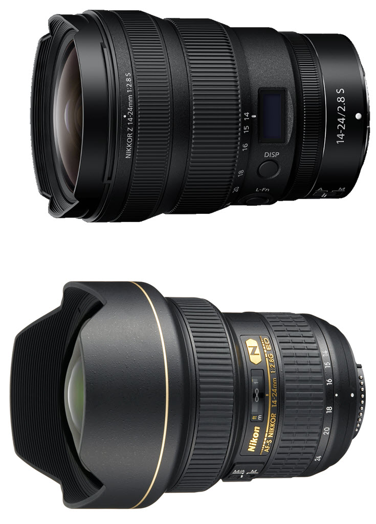 comparaison NIKKOR Z 14-24 mm f/2.8 S vs. AF-S NIKKOR 14-24 mm f/2.8G ED