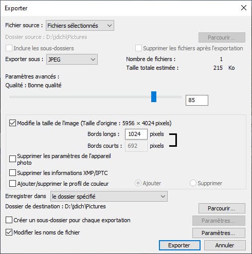 Nikon NX Studio exportation photos