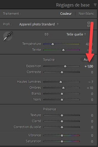 Comment modifier l'exposition d'un fichier RAW ou fichier DNG dans Lightroom
