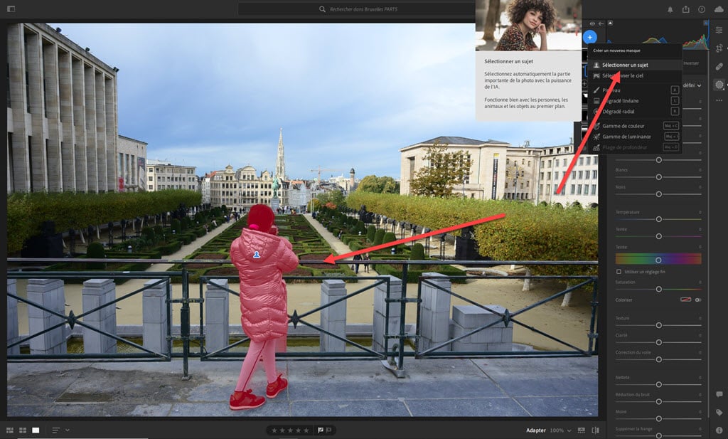 Outil de sélection automatique du sujetdans Lightroom