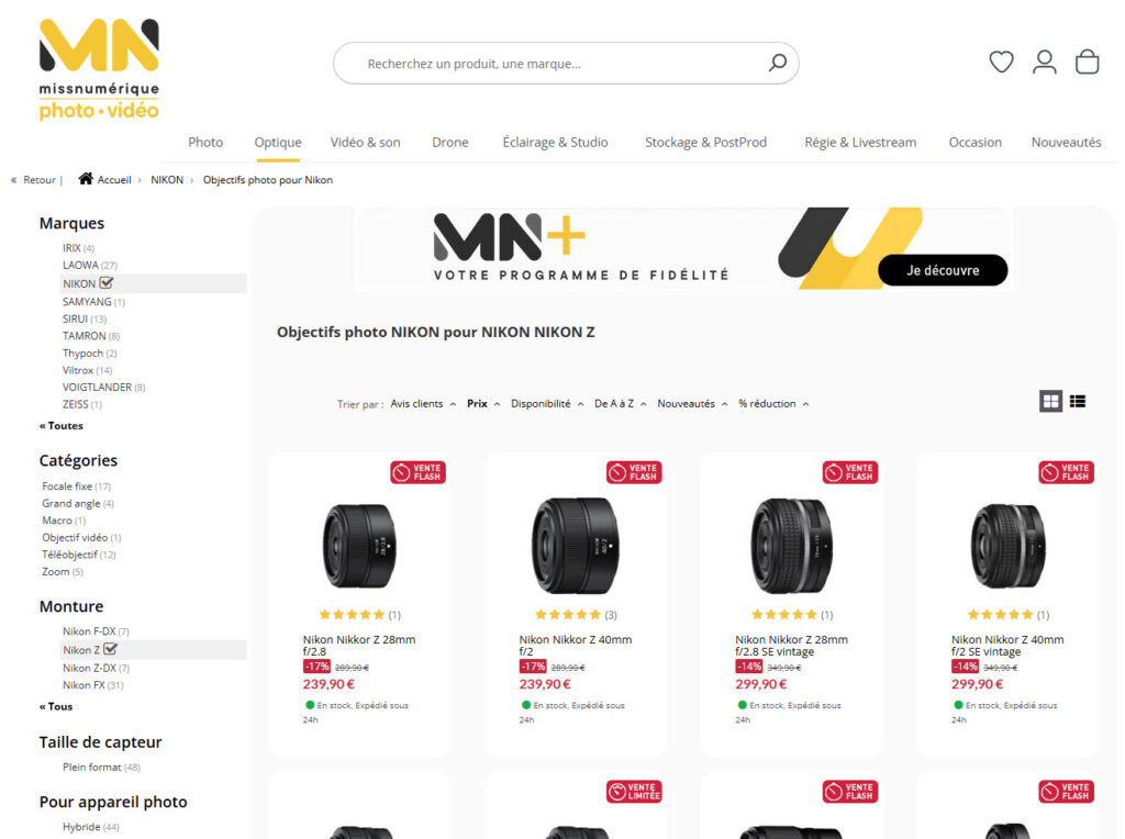 Achat matériel photo site de vente en ligne spécialisé