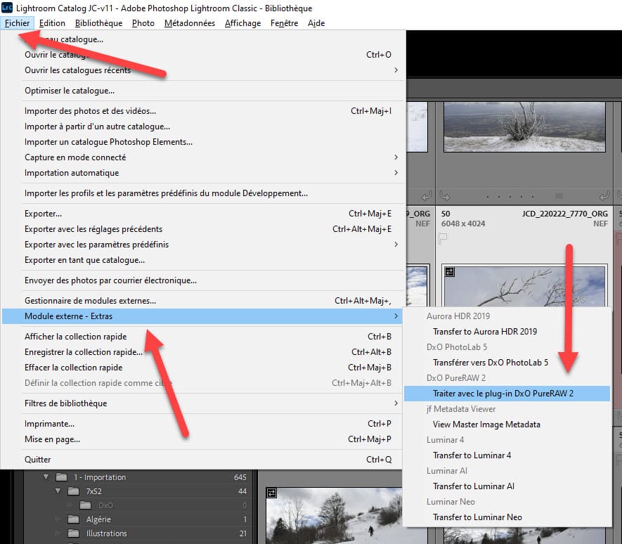 utiliser DxO PureRAW depuis Lightroom Classic