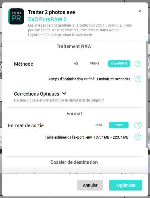 utiliser DxO PureRAW depuis Lightroom Classic