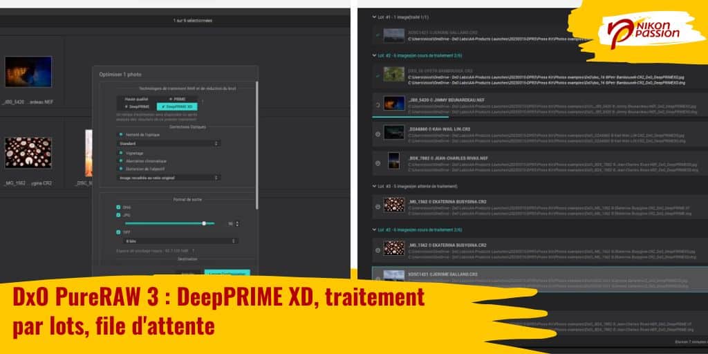 DxO PureRAW 3 : DeepPRIME XD, traitement par lots, file d'attente, export en TIFF et interface revue