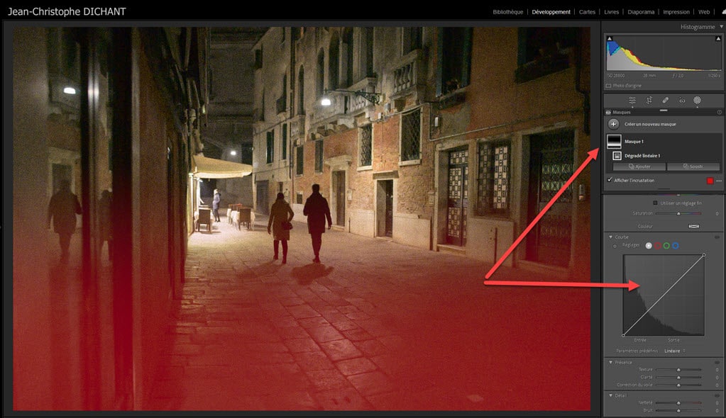 Lightroom Classic 12.3 : courbe de tonalités dans l'outil de masquage